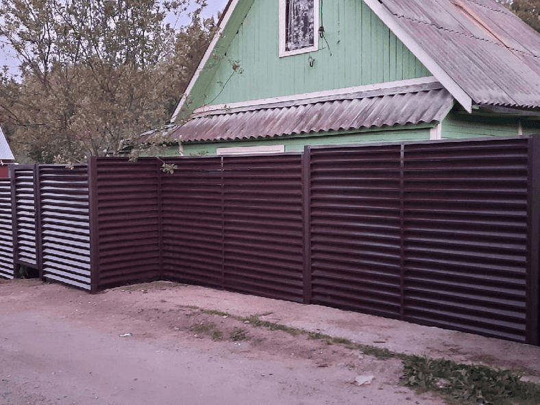 Фото забора из еврожалюзи ЭКО-Z RAL8017, Дырносские дачи, СНТ Север